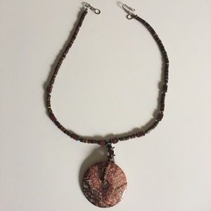 Handmade genuine Leopard Jasper sterling necklace